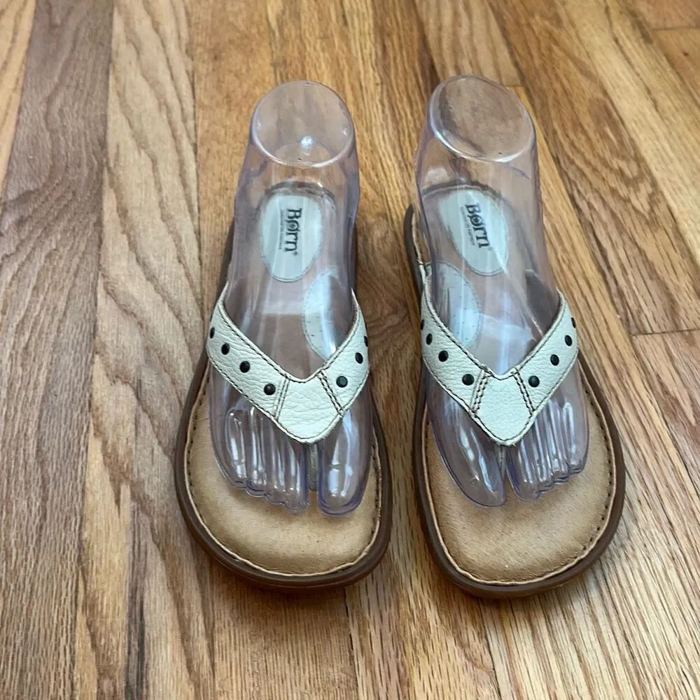 Born Women Cream Ivory Leather Sandal Women’s Size 7